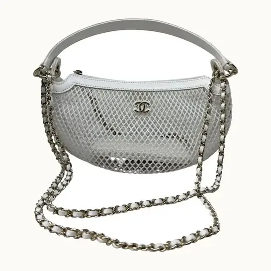 Bolsa Chanel Mini Round Mesh Blanca