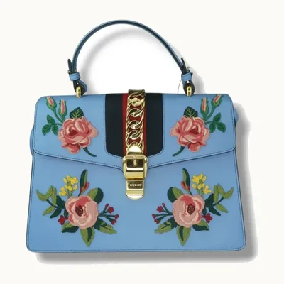 Bolsa Top Handle Gucci Sylvie Medium Floral Leather