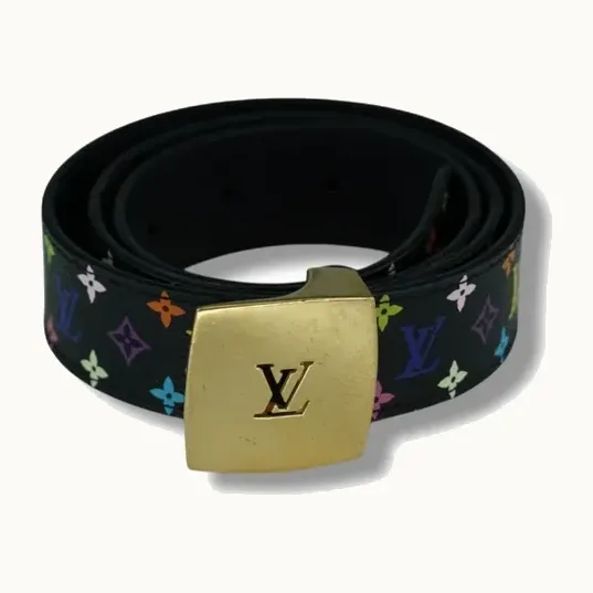 Cinturón Louis Vuitton Murakami Monogram Negro y multicolor