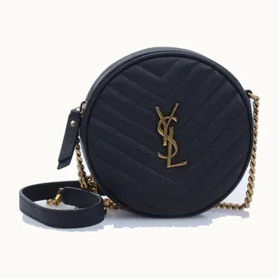 Bolsa Crossbody Saint Laurent Vinyle Round Negra