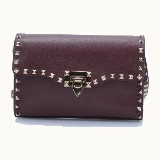Bolsa Crossbody Valentino Rockstud Small Flip Lock Vino