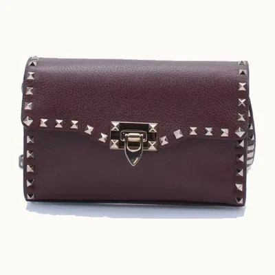 Bolsa Crossbody Valentino Rockstud Small Flip Lock Vino