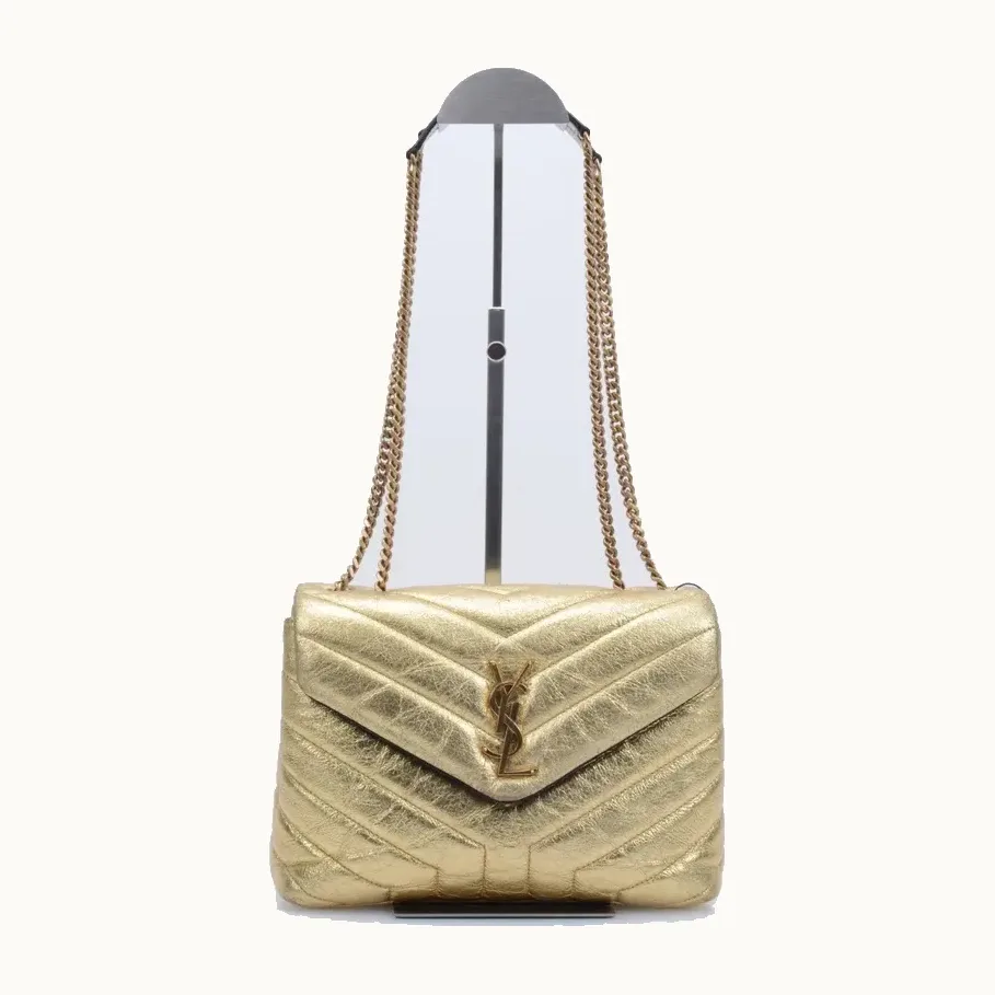 Bolsa Crossbody Saint Laurent Loulou Small Metallic Dorada