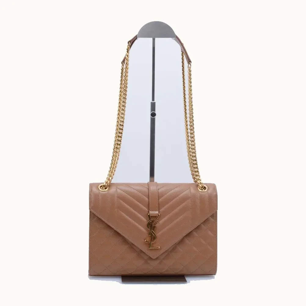 Bolsa Crossbody Saint Laurent Envelope Medium Camel