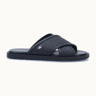 Sandalias Salvatore Ferragamo Woven Gancini Negras, Talla 9