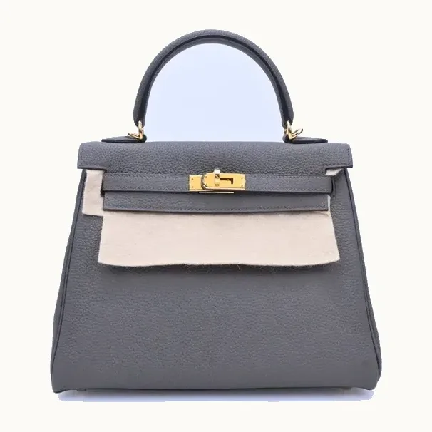 Bolsa Crossbody Hermès 25 Togo Retourné Étain Gris y gris