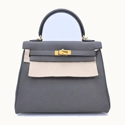 Bolsa Crossbody Hermès 25 Togo Retourné Étain Gris y gris