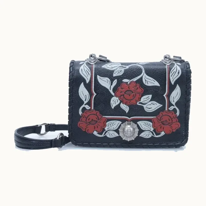Bolsa Crossbody Miu Miu Madras Floral Negra
