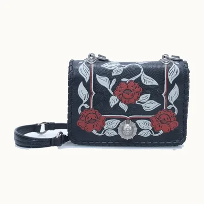 Bolsa Crossbody Miu Miu Madras Floral Negra