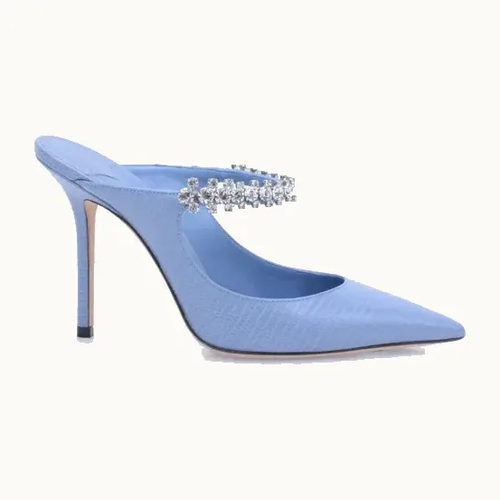 Zapatillas Jimmy Choo Bing 100 Lizard Embossed Azules, Talla 36.5