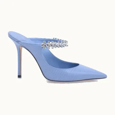 Zapatillas Jimmy Choo Bing 100 Lizard Embossed Azules, Talla 36.5