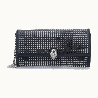 Bolsa Crossbody Alexander McQueen Skull WOC Studded Negra