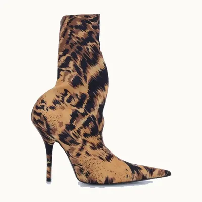 Botines Balenciaga Knife Sock Leopard Print Cafe Talla 39 / 6 mx