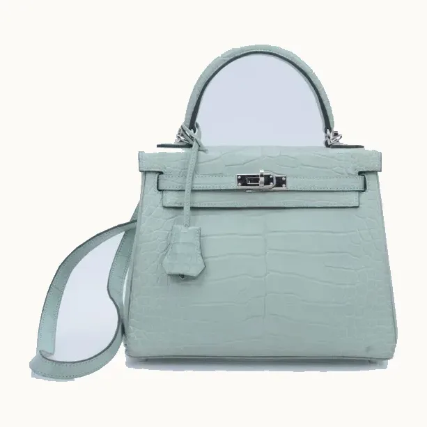 Bolsa Kelly Hermès 25 Alligator Mississippiensis Mat Verde