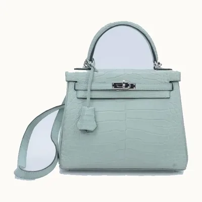 Bolsa Kelly Hermès 25 Alligator Mississippiensis Mat Verde