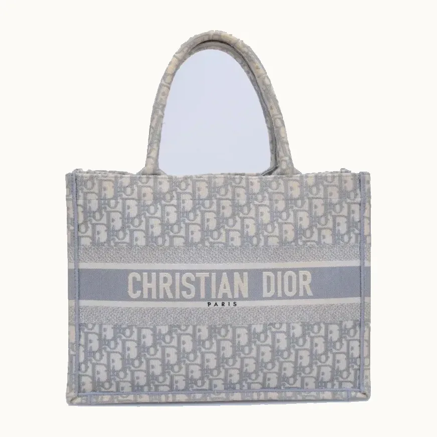 Bolsa Tote Dior Book Medium Oblique Gris