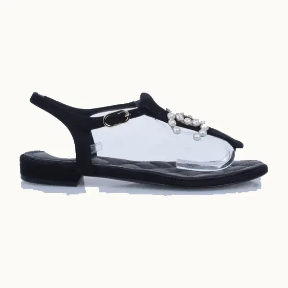 Chanel Pearl CC Thong Negro Talla 35.5 / 2.5 mx