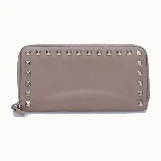 Cartera Zip Around Valentino Rockstud Nude