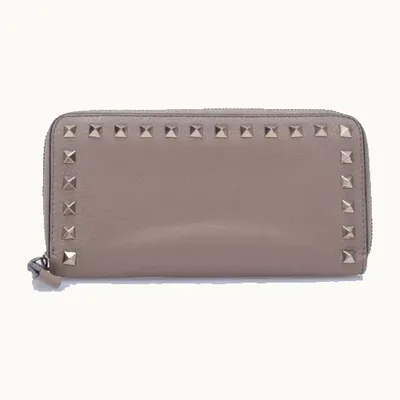 Cartera Zip Around Valentino Rockstud Nude