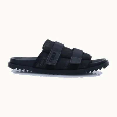 Sandalias Slide Fendi Strapped Negras, Talla 41