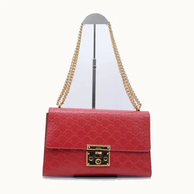 Bolsa de Hombro Gucci Padlock Medium Guccissima Roja