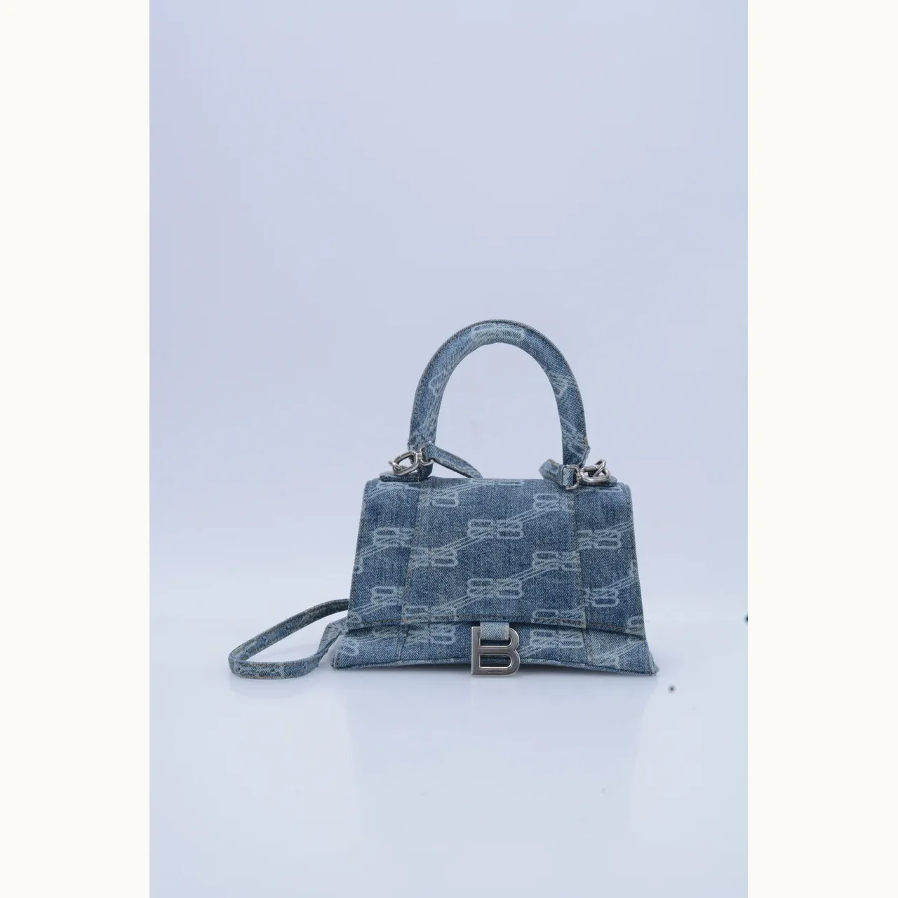 Bolsa Balenciaga Hourglass BB Denim Azul, Bueno