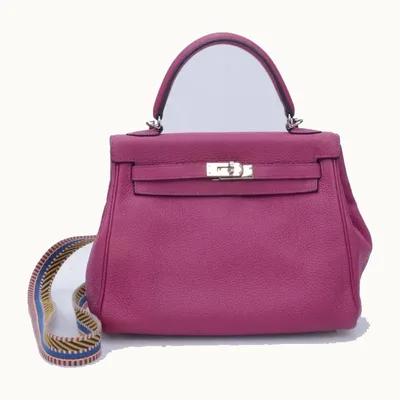 Bolsa Kelly Hermès 25 Togo Retourné Custom Rosa y rosa