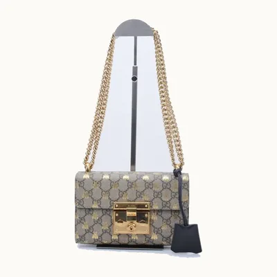 Bolsa Crossbody Gucci Padlock Small Bees GG Supreme