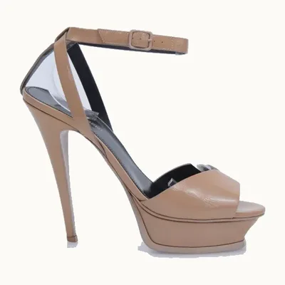 Zapatos Saint Laurent Tribute Lips Patent Nudes, Talla 38.5