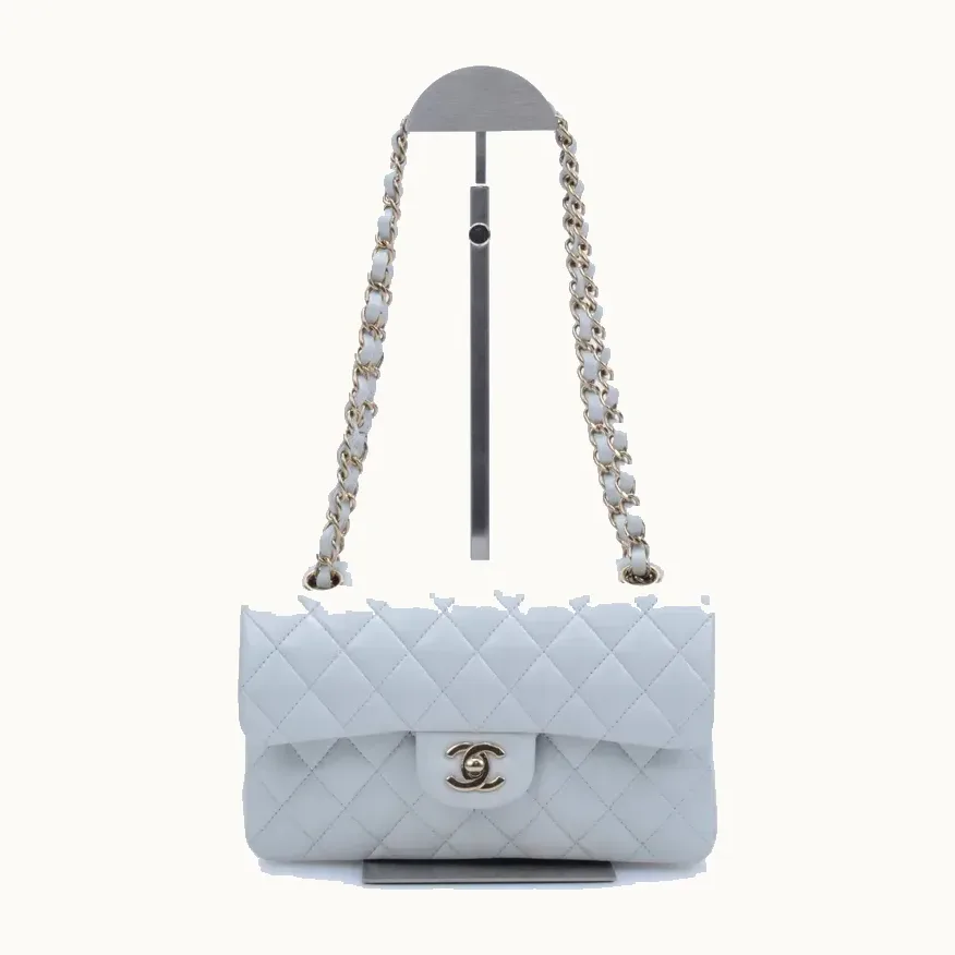 Bolsa Crossbody Chanel Classic Double Small Smooth Gris