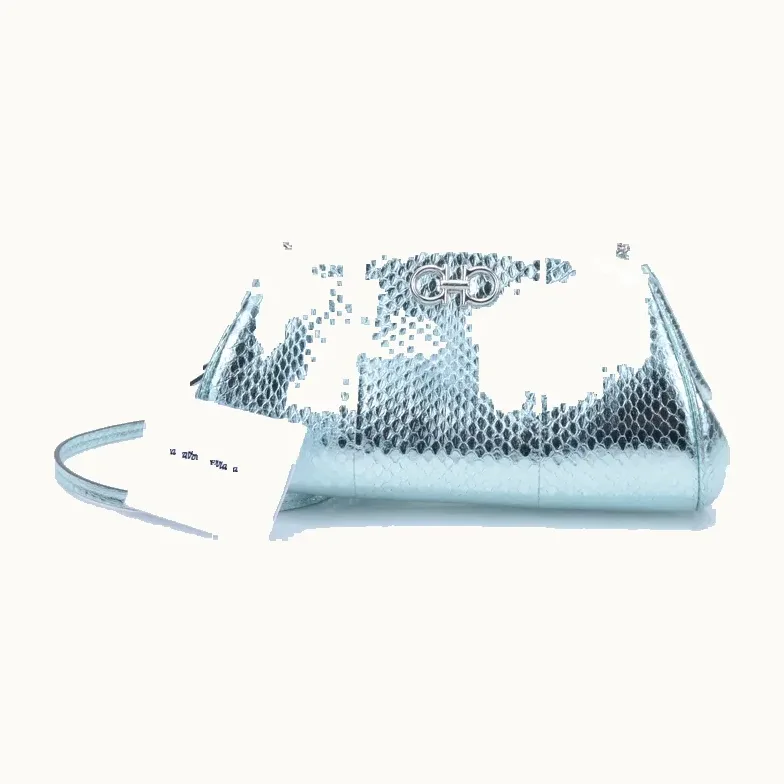Bolsa Salvatore Ferragamo Reptile Print Metallic Turquesa