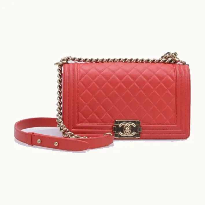 Bolsa de Hombro Chanel Boy Old Medium Smooth Roja