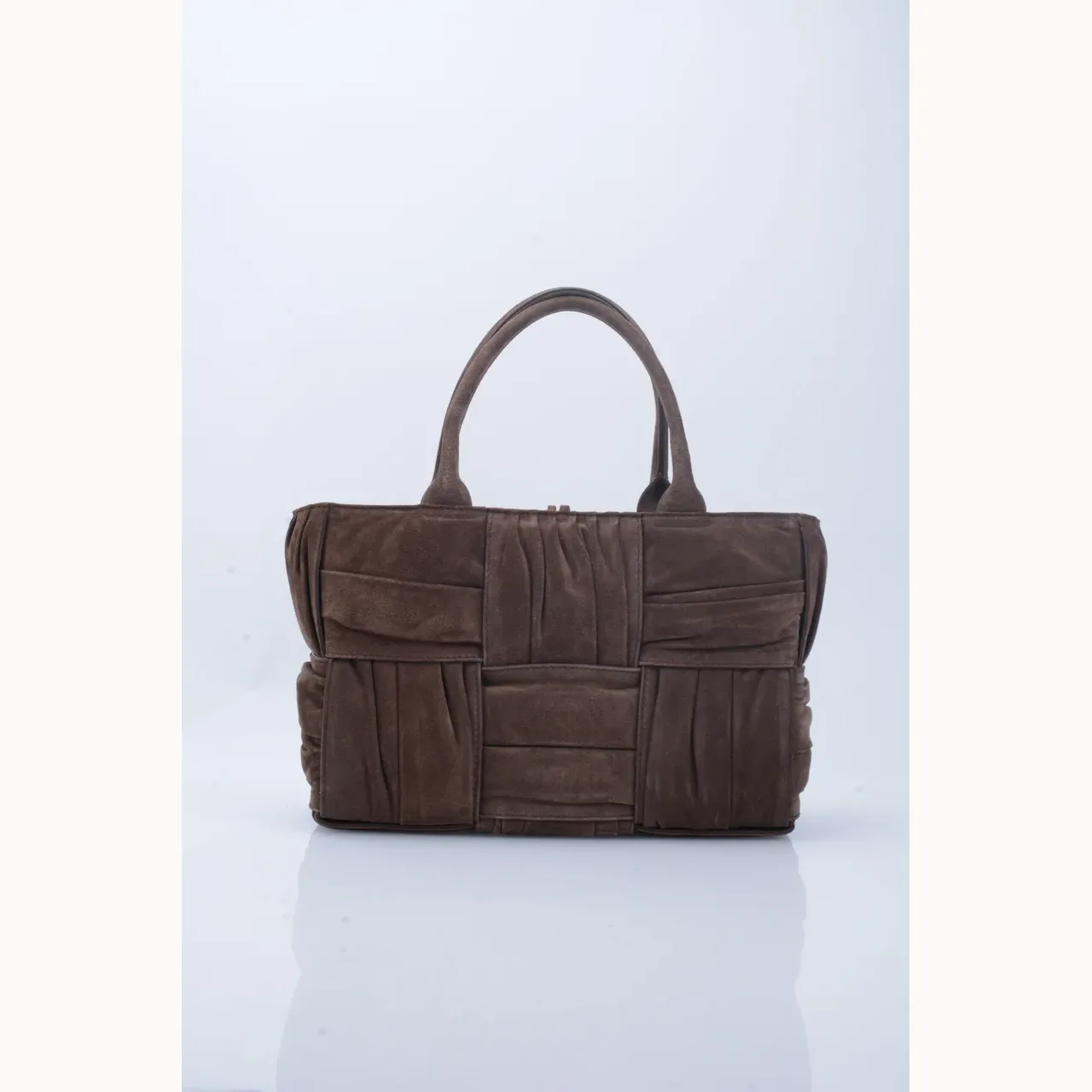 Bolsa Tote Bottega Veneta Arco Small Suede Café