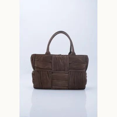 Bolsa Tote Bottega Veneta Arco Small Suede Café
