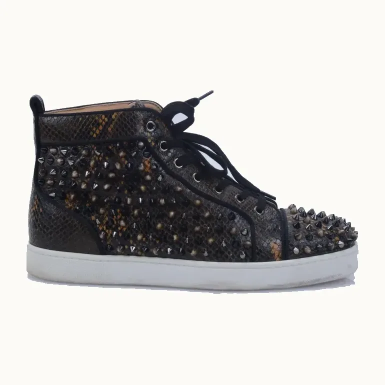 Christian Louboutin Louboutin Louis Orlato Amazonia Spike Snakeskin Cafe Talla 43 / 9 mx