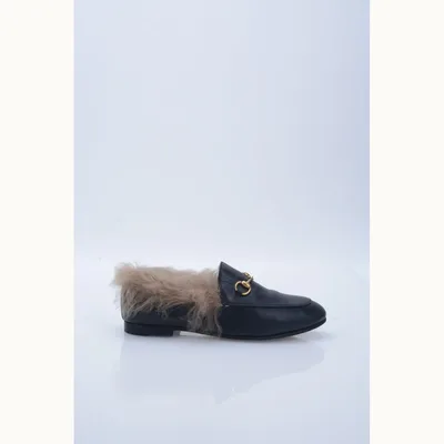 Zapatos Gucci Jordaan Fur Negros, Talla 36