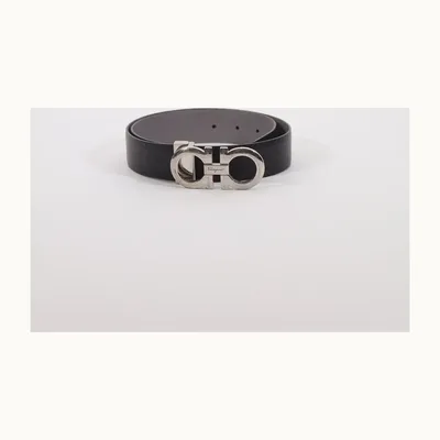 Cinturón Salvatore Ferragamo Reversible Negro, Talla 80