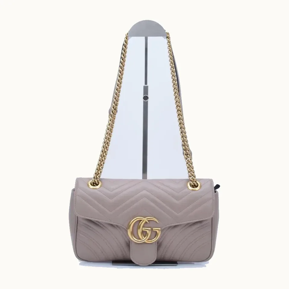 Bolsa Crossbody Gucci Marmont GG Small Nude