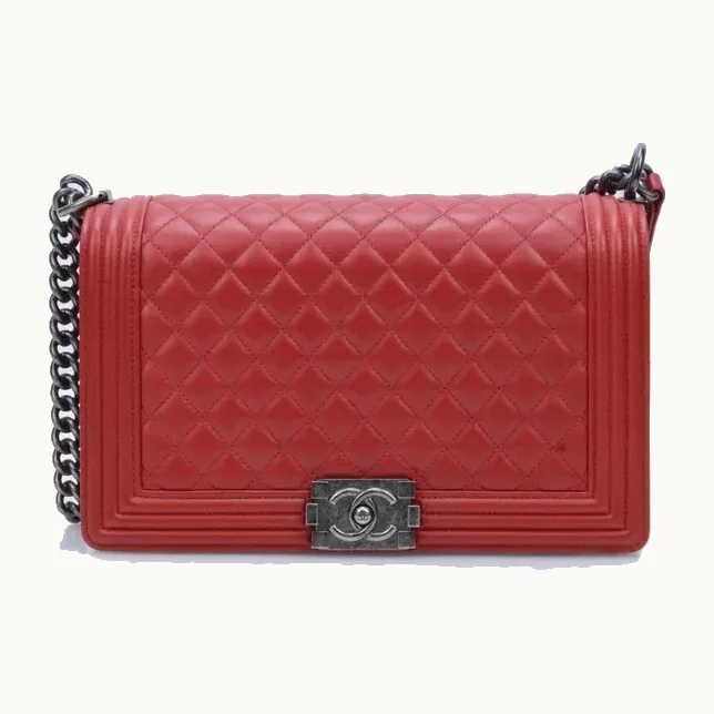 Bolsa de Hombro Chanel Boy Large Smooth Roja