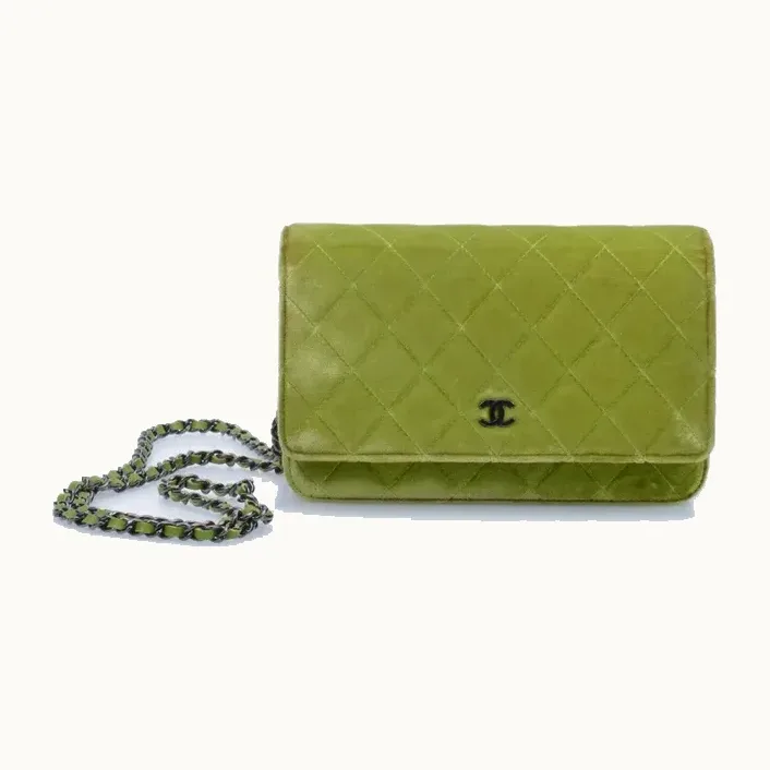 Bolsa Chanel Wallet on Chain Classic WOC Velvet Verde