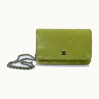 Bolsa Chanel Wallet on Chain Classic WOC Velvet Verde