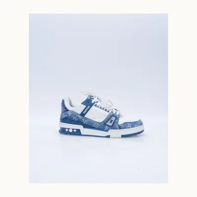 Tenis Louis Vuitton Trainer Monogram Denim Blancos, Talla 38