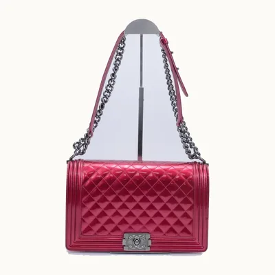 Bolsa Chanel Boy Large Patent Rosa