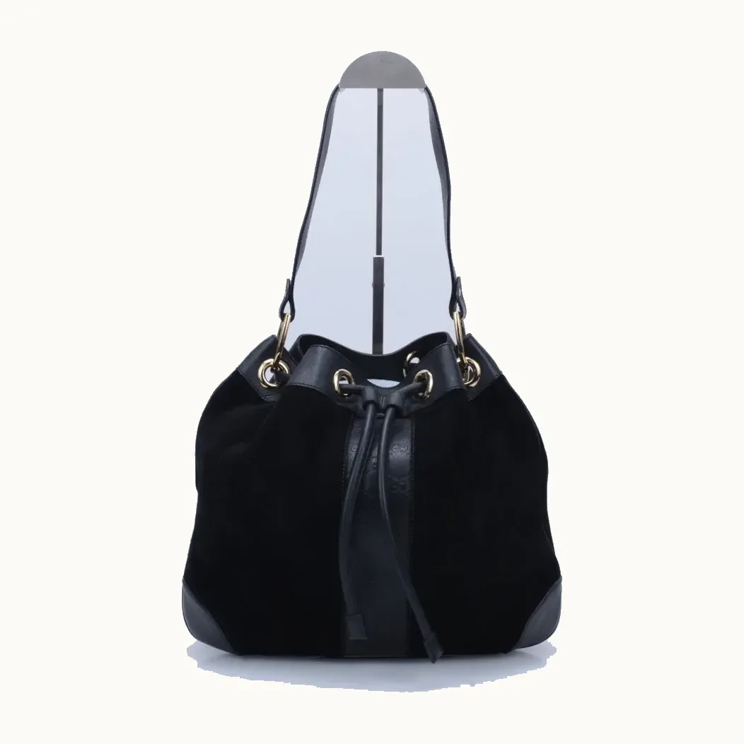 Bolsa Hobo Gucci Drawstring Negra