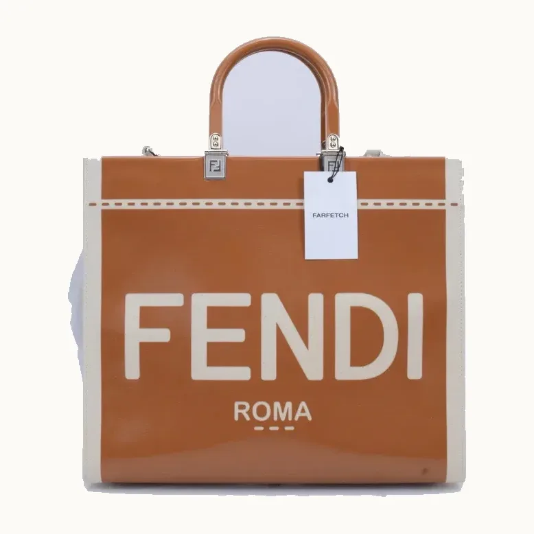 Bolsa Fendi Sunshine Medium Patent Camel
