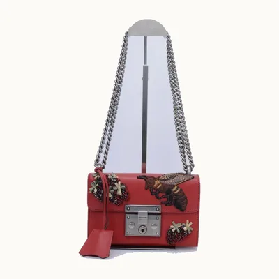 Bolsa Gucci Padlock Small Embroidered Roja
