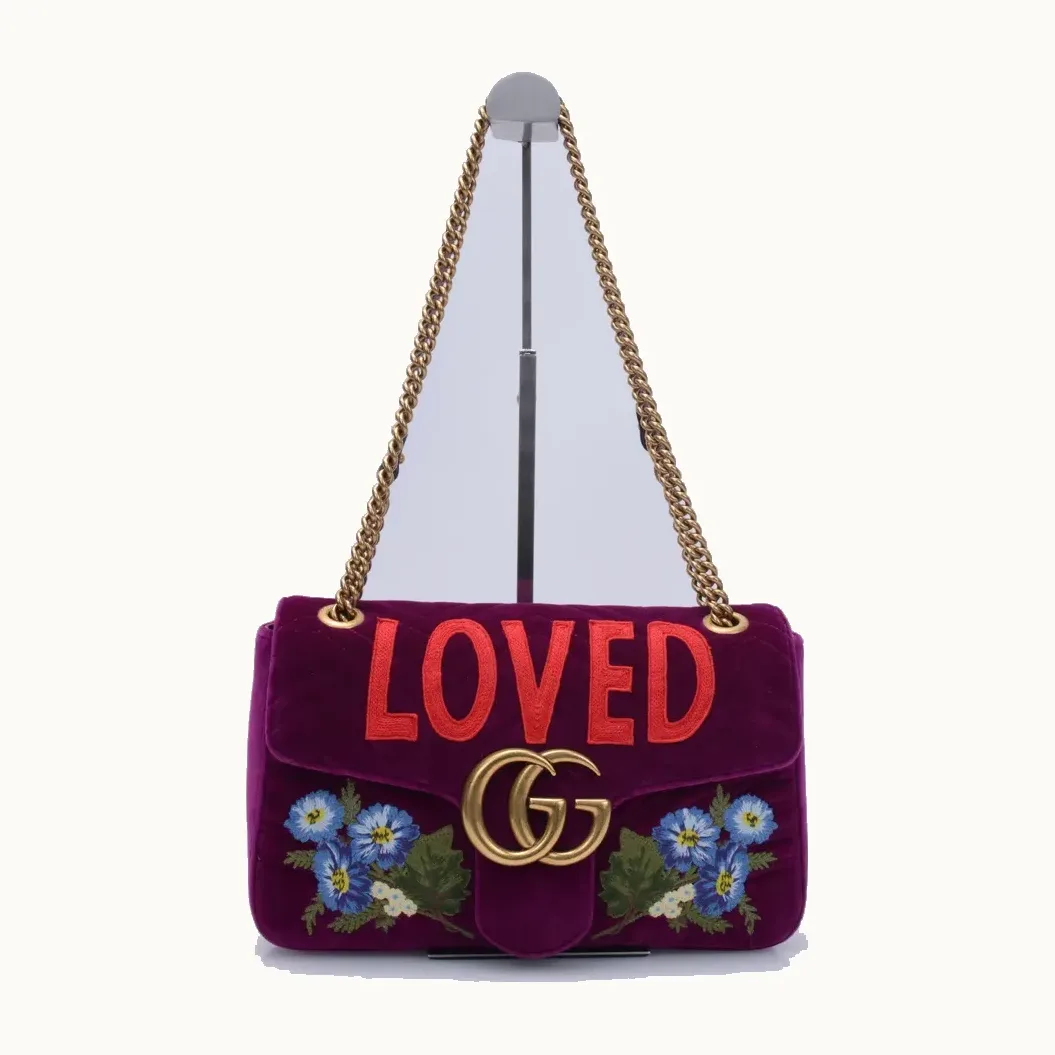 Bolsa Gucci Marmont GG Medium Velvet Loved Multicolor