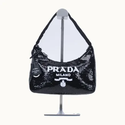 Bolsa Prada Re-Edition 2000 Mini Sequins Negra
