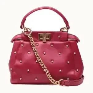 Bolsa Satchel Fendi Peekaboo Nappa Crystal Stars Studded