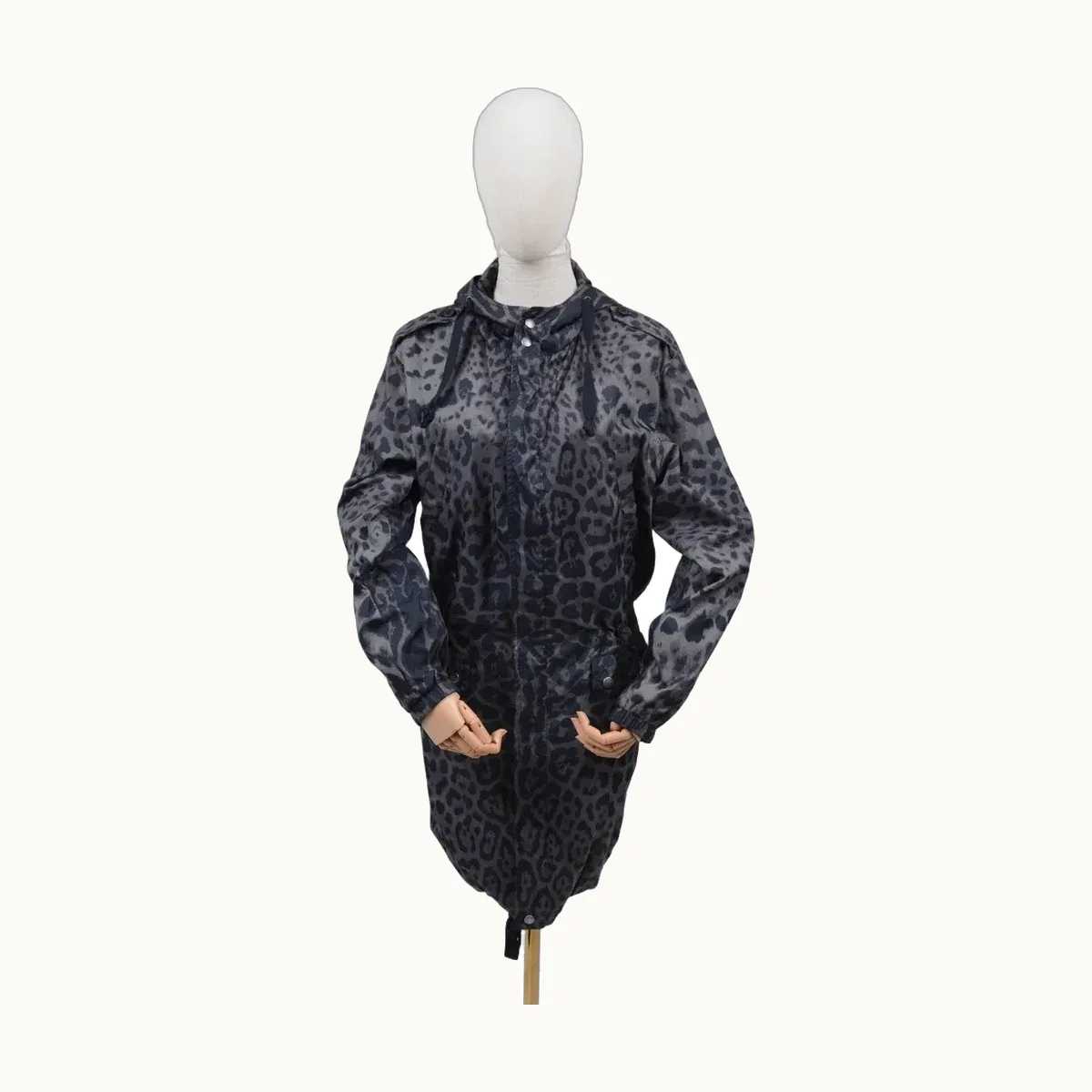 Abrigo Saint Laurent Rain Animal Print Gris, Talla S